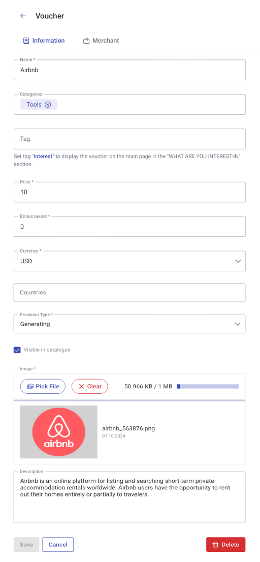Voucher form